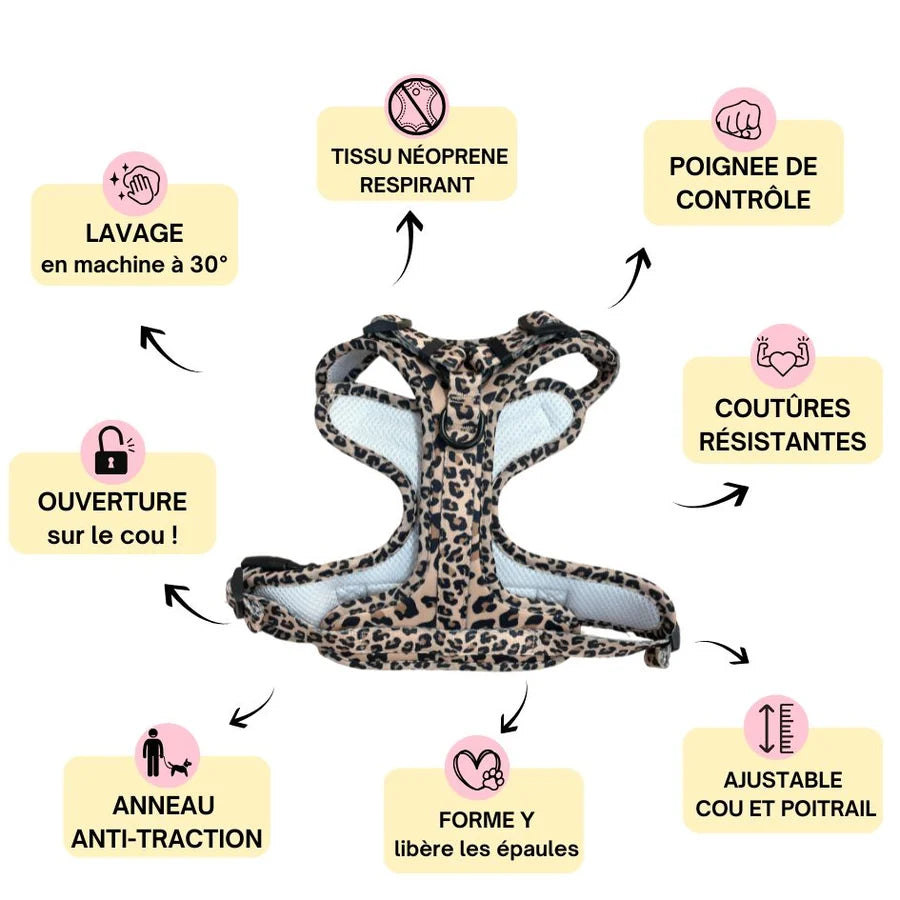 Harnais anti-traction Comfy Leopard