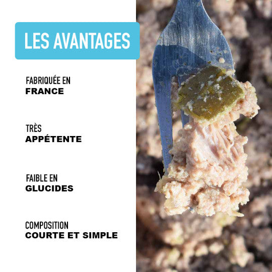 Pâtée pour chien au poulet, à la lotte, au brocoli et à la courgette-400g
