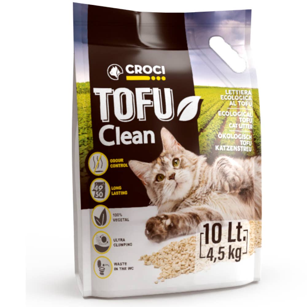 Litière pour chat Tofu Clean - Croci: 10 L / Charbons actifs