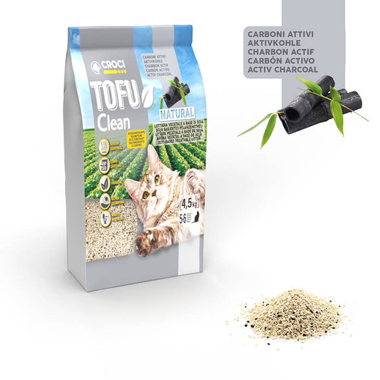 Litière pour chat Tofu Clean - Croci: 10 L / Charbons actifs