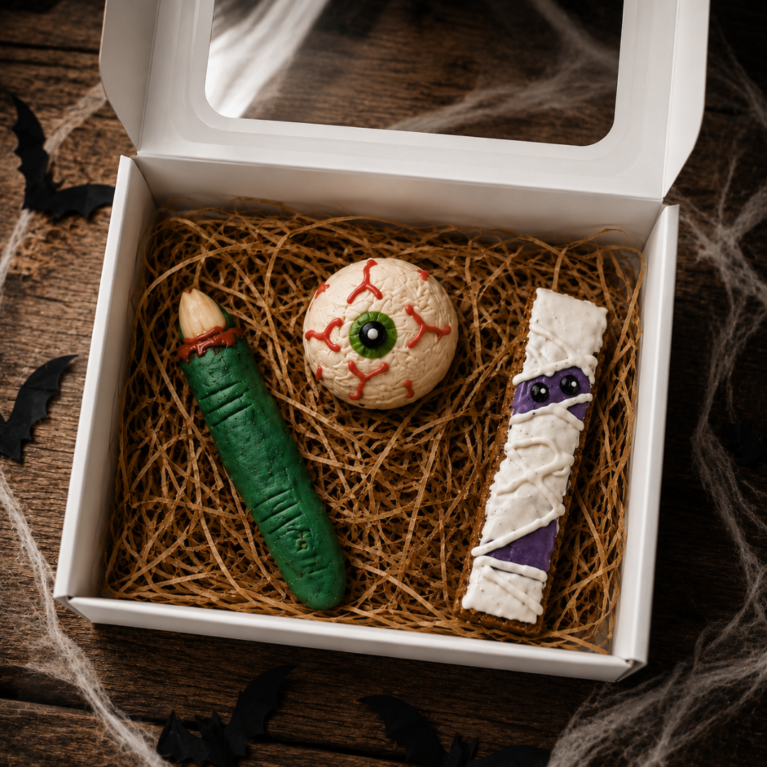 Boîte effrayante - Friandises gourmandes pour chiens d'Halloween