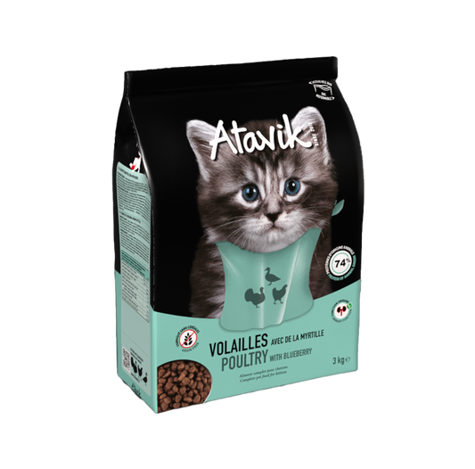 Croquettes pour chaton sans céréales Volaille et myrtilles– ATAVIK