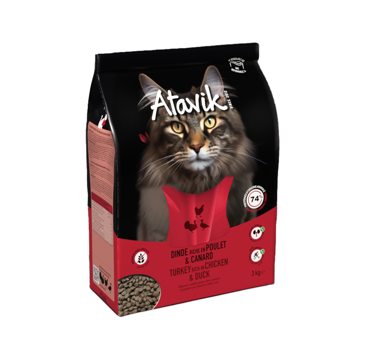 Croquettes pour chat Dinde, Poulet et Canard – ATAVIK