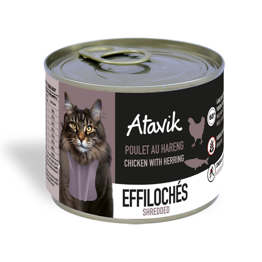 Effilochés pour chat au poulet et au hareng – En gelée, sans céréales-200g