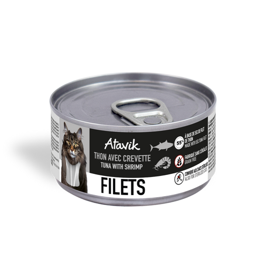 Pâtée pour chat au filet de thon et aux crevettes – Sans céréales-70g