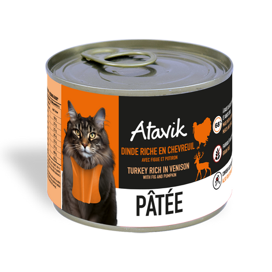 Pâtée pour chat à la dinde, au chevreuil, à la figue et au potiron – Sans céréales- 200g