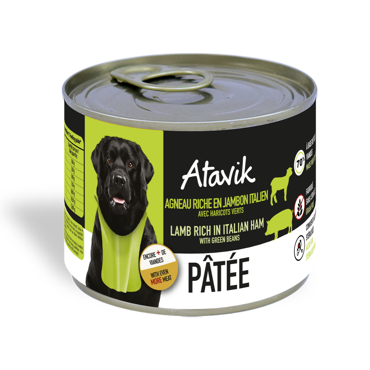 Patée pour chien -Agneau au Jambon italien avec haricots verts