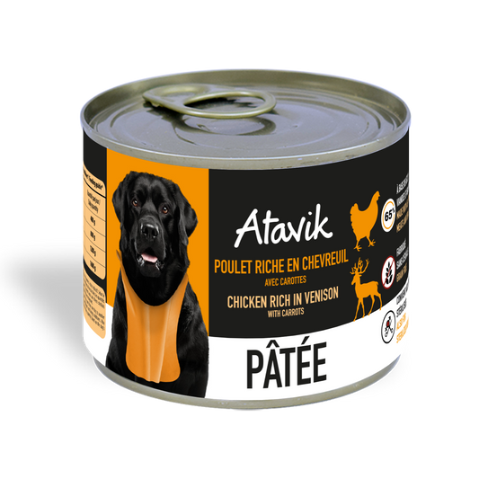 Pâtée pour chien - Poulet riche en Chevreuil avec carottes