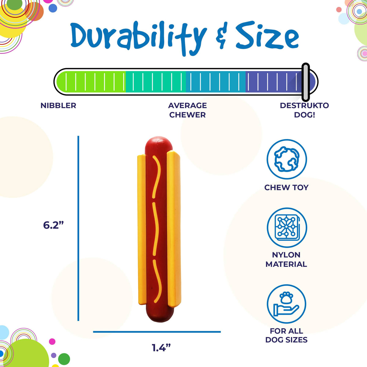 Jouet à mâcher hot-dog en nylon - Moyen