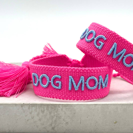 Bracelet tendance DOG MOM tissé, brodé
