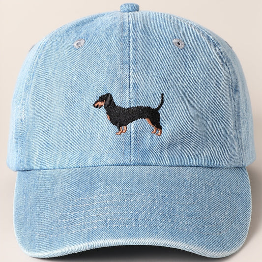 Casquette en denim brodée Teckel- Taille unique