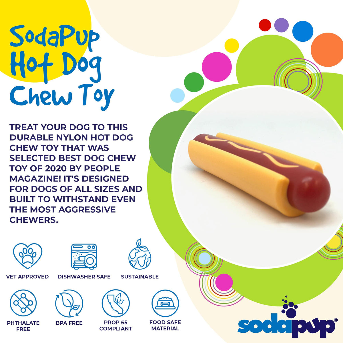 Jouet à mâcher hot-dog en nylon - Moyen