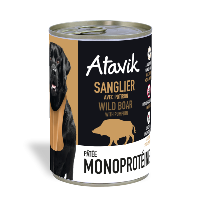 Pâtée pour chien au sanglier et au potiron – Recette monoprotéine-400g
