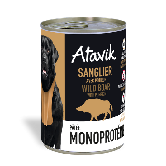 Pâtée pour chien au sanglier et au potiron – Recette monoprotéine-400g