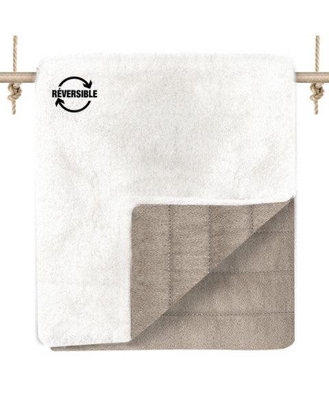 Plaid double face effet suédine et fourrure