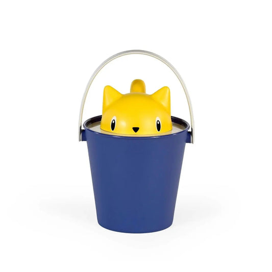 Seau à croquettes pour chat bleu & jaune