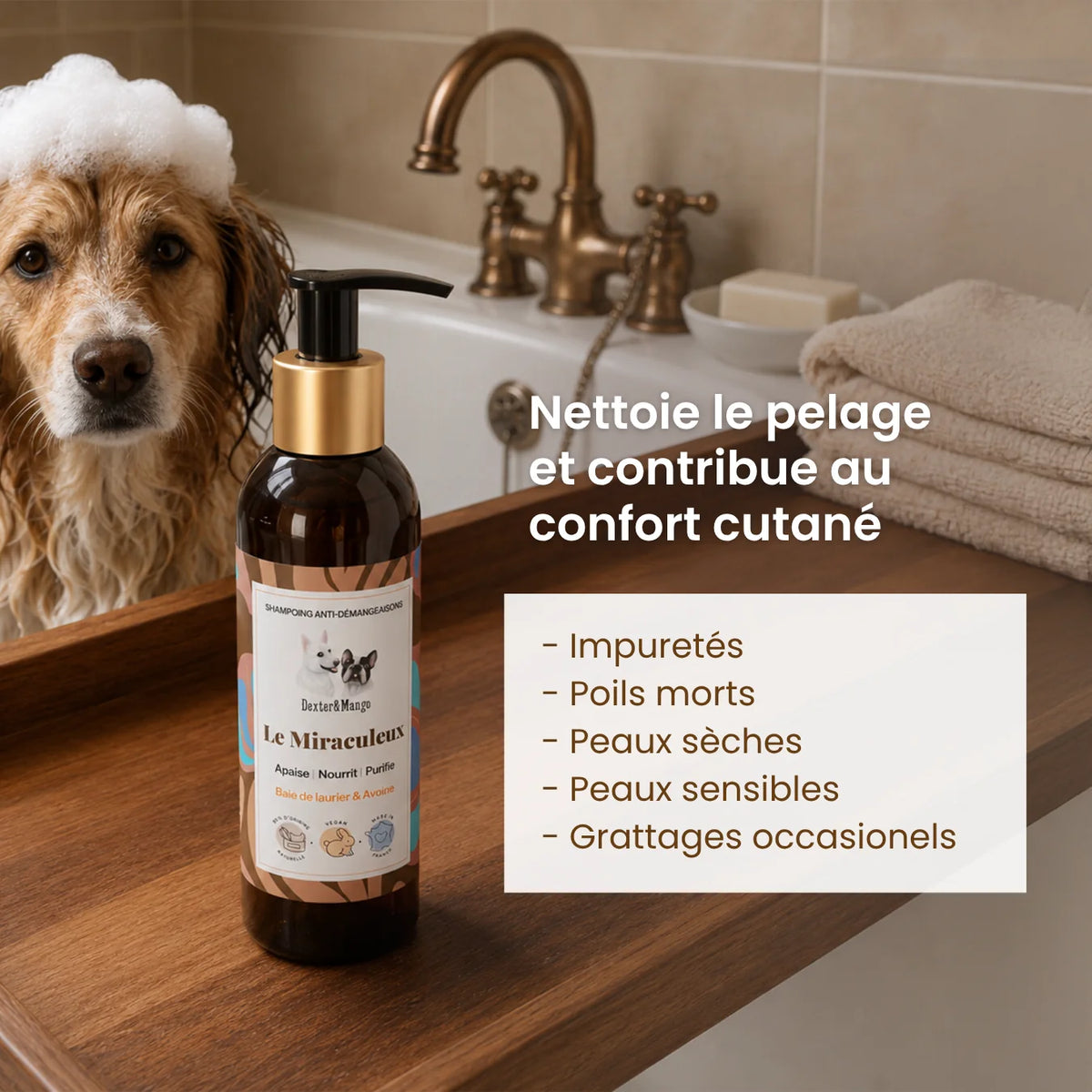 Shampoing anti démangeaison chien liquide : Le Miraculeux